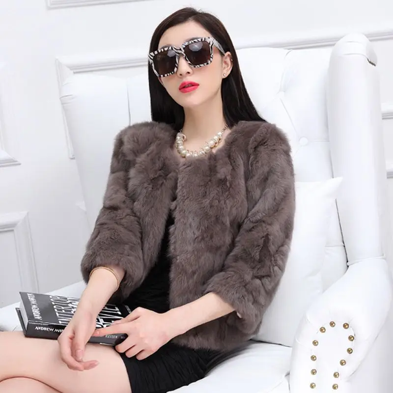 

Female Real Fur Coat Winter Jacket Women Natural Large Street Warm Long Sleeve Genuine Rex Rabbit Outerwear G772