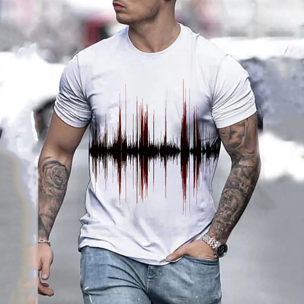 

Men's T Shirt Graphic 3d O Neck Black White Stripes Tees T-shirts Sweatshirt Harajuku Tops Summer Y2k Fashion Hot Mens Clothes