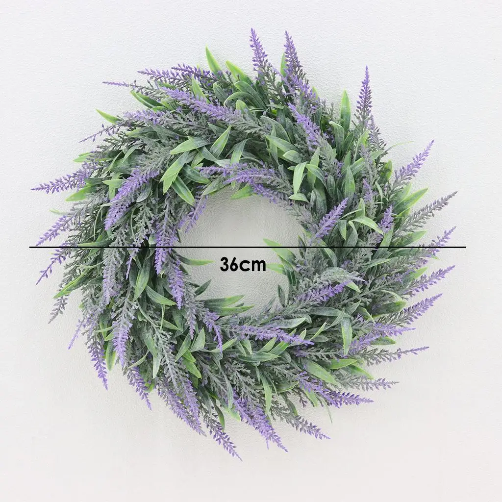 Ghirlanda Per Porta Di Lavanda Artificiale – 40x36 Cm, Fiori Finti In ABS Per Tutte Le Stagioni – Decorazione Casa