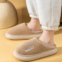 Couple Slippers Indoor Stripe Fluff Memory Foam Fluffy Eva Anti-skid Soft Heel Non Slip Plush Slippers Women's Winter Houseshoes - Image 3