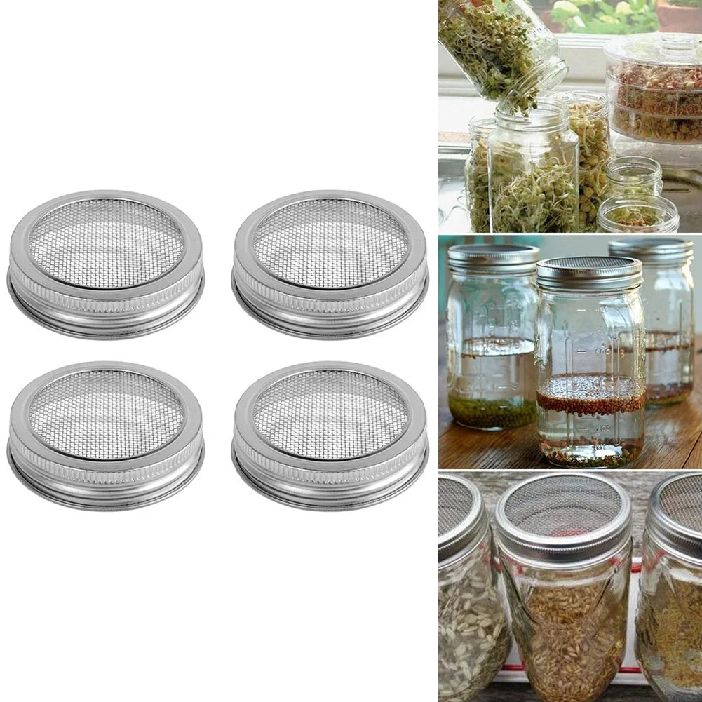 

Stainless Steel Jar Sprouting Lids Seed. Sprouting Lid Wide Mouth Mason-Jar Lid Mesh Screen Strainers Filter Sprouter Germinator