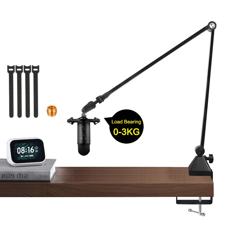 Adjustable Microphone Stand Suspension Scissor Mic Boom Arm With Pop Filter 360° Rotatable No