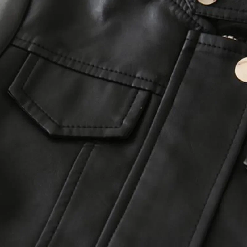 Spring Autumn Baby Clothing Boys Girls Plus Fleece Warm Casual Motorcycle Leather Jacket Children Coat