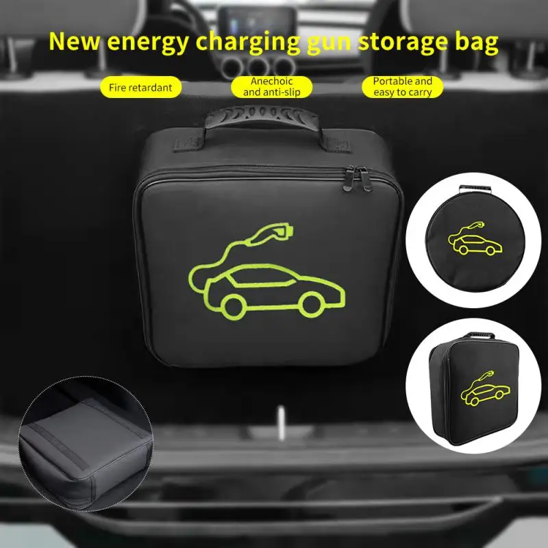 

Car Charging Cable Storage Bag Carry Bag For Electric Vehicle Charger Plugs Sockets Jumper Cables Equipment Container Storage