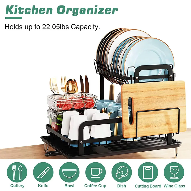 360&deg; rotating kitchen chopping board storage rack dish drain rack household double-layer chopstick tube storage rack kitchen storage rack dish drying rack sink drain rack kitchen drain basket under sink storage rack under sink organizer