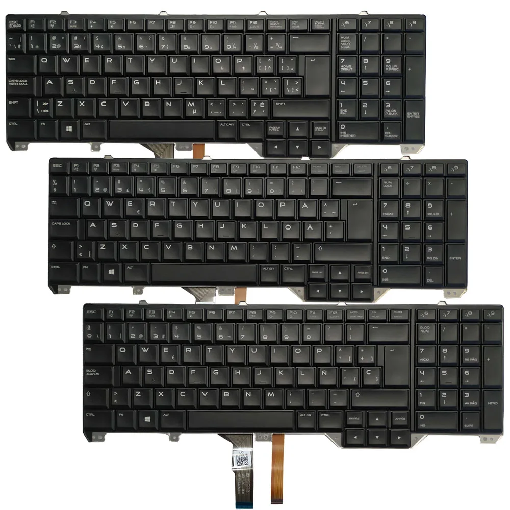 Retroiluminado Suécia Canadense Francês Espanhol Teclado para Dell Alienware 17 r1 17 r2 17 r3 M17 r1 M17 r2 M17 r3 com Luz de Fundo Novo