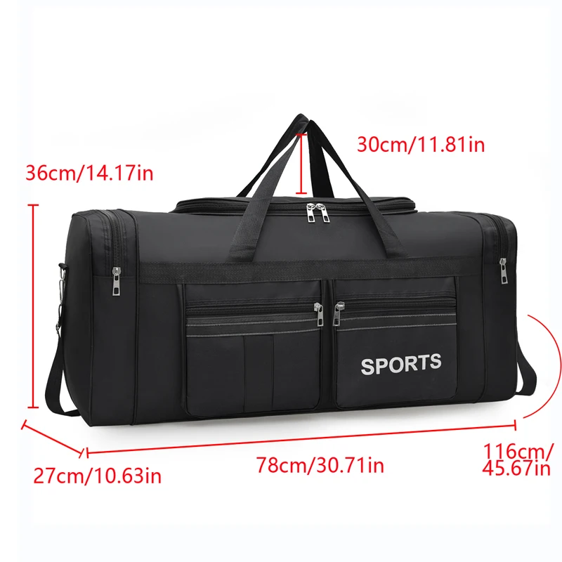 Large-capacity fitness and travel handbag with zipper closure - ideal for short and long trips, as well as fitness gear