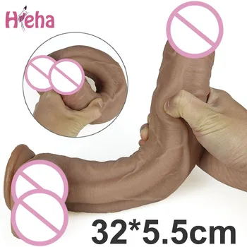 Huge Dildo Erotic Soft Double-layer Silicone Long Dildos Realistic Penis Suction Cup Dick Anal Orgasm Adult Sex Toys for Woman 1