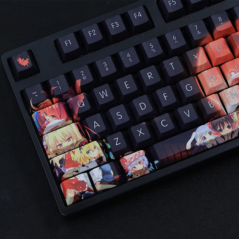 Chaves Conjunto Lados Pbt Tintura Subbed Keycaps dos Desenhos Animados Anime Gaming Key Caps Cherry Perfil Keycap para Touhou Projeto 108 - Imagem 5