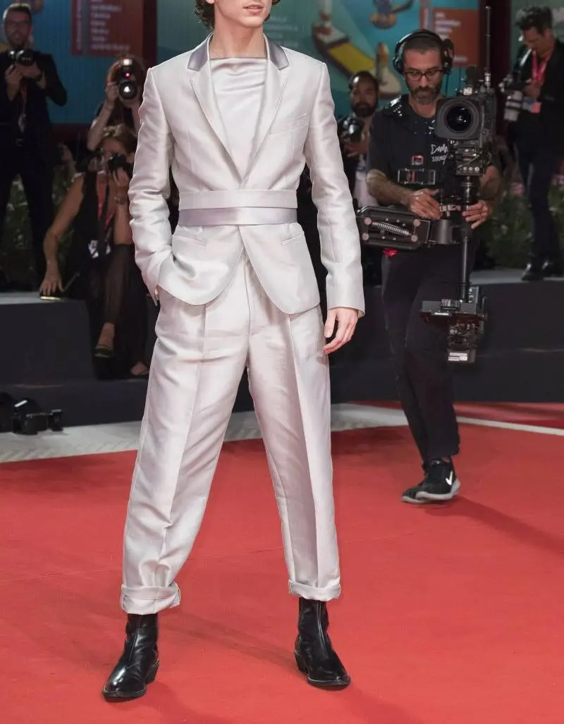 Fashion Men Suits Formal Wear Male Tuxedos With Belt Made Blazer Sets Two Pieces Jackt Pants Costume Homme