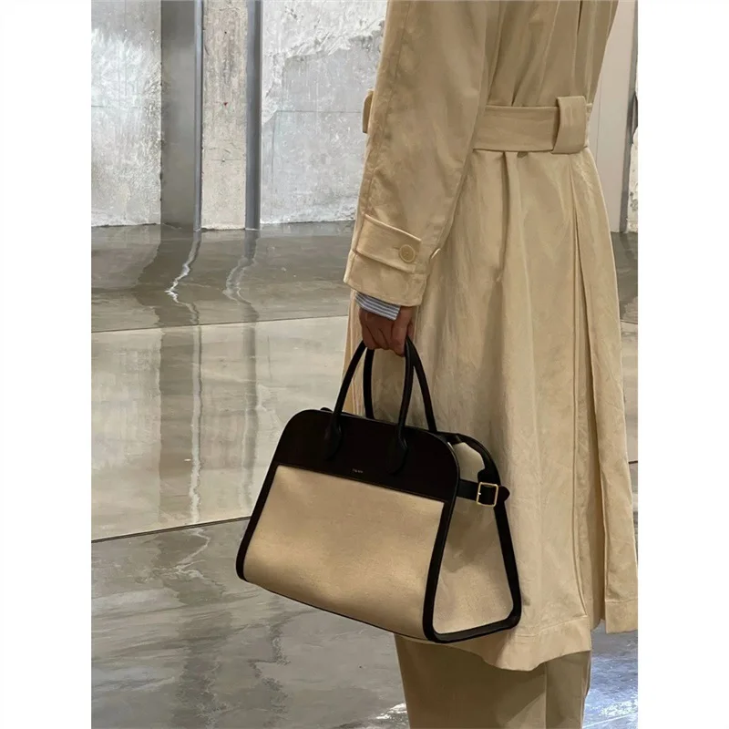

The Ro Canvas Cowhide Tote Bag Women's Premium 2023 New High Capacity Margaux 15 Handbag