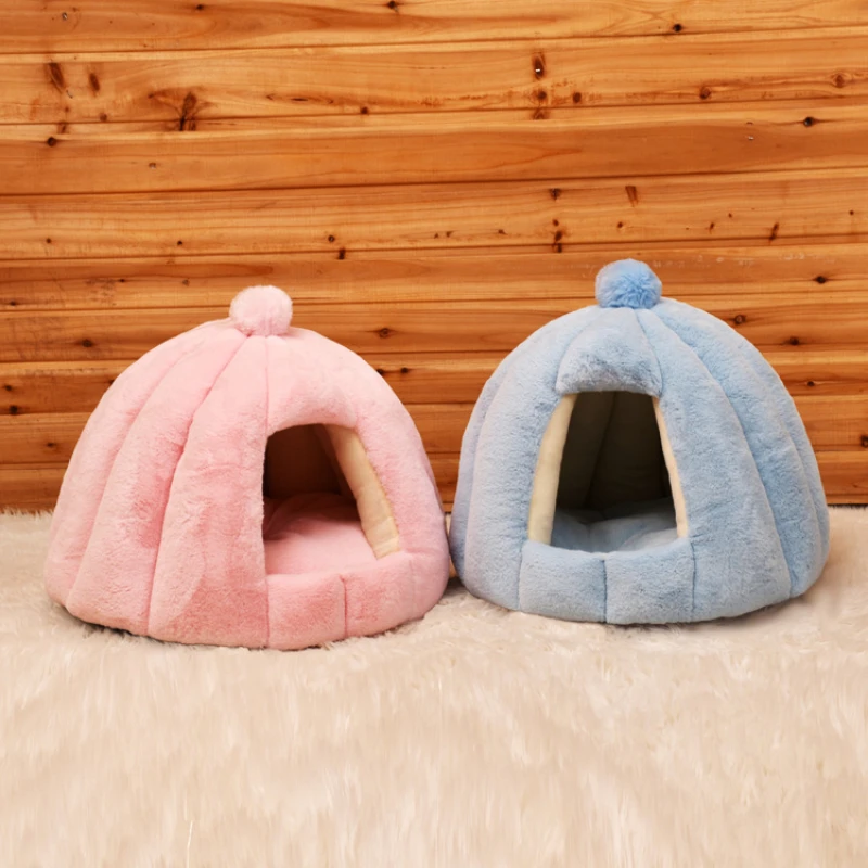 

Warm Cat Cave Bed Pumpkin Hooded Dog Bed Kennel Warming Cuddler Sleeping House Cushion for Small Cats Dogs Puppy Kitten Rabbit