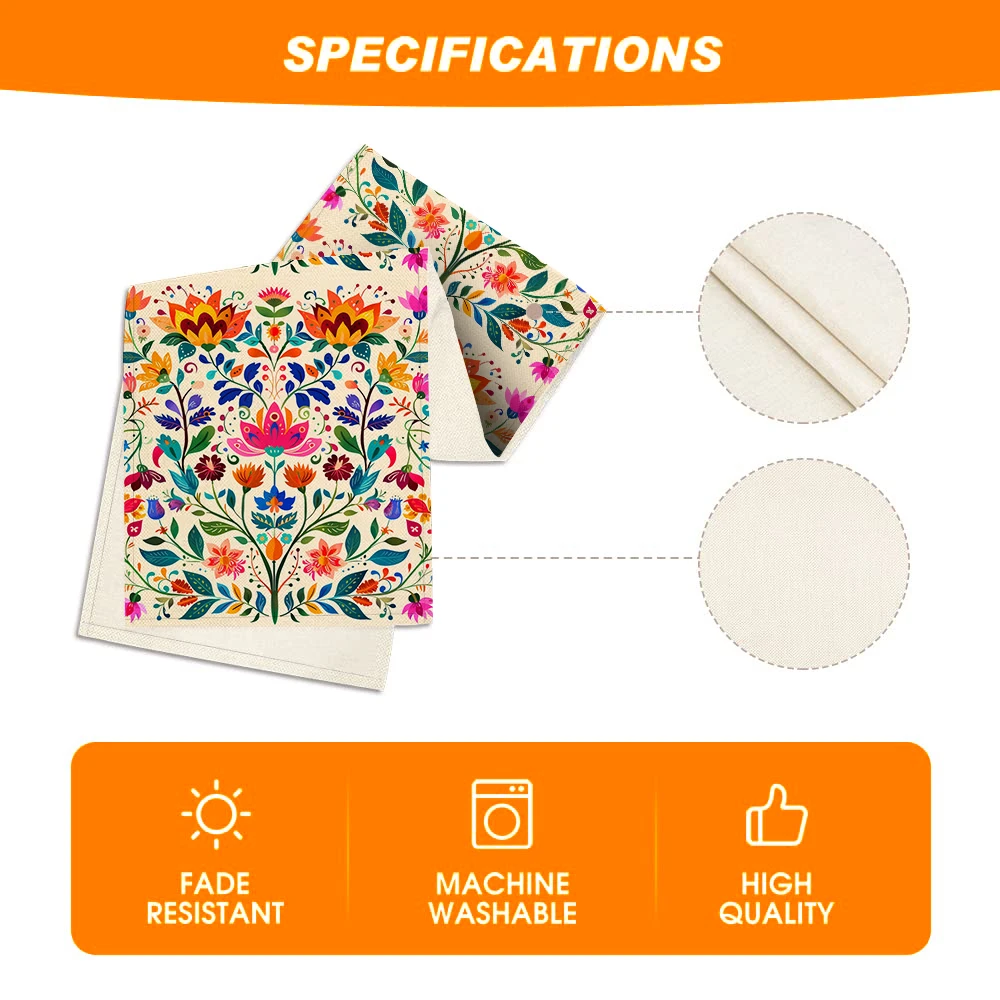 Mexican Table Runners May 5 Day of The Dead Holiday Tablecloths Plants Flowers Table Runners Kitchen Dining Room Dressers
