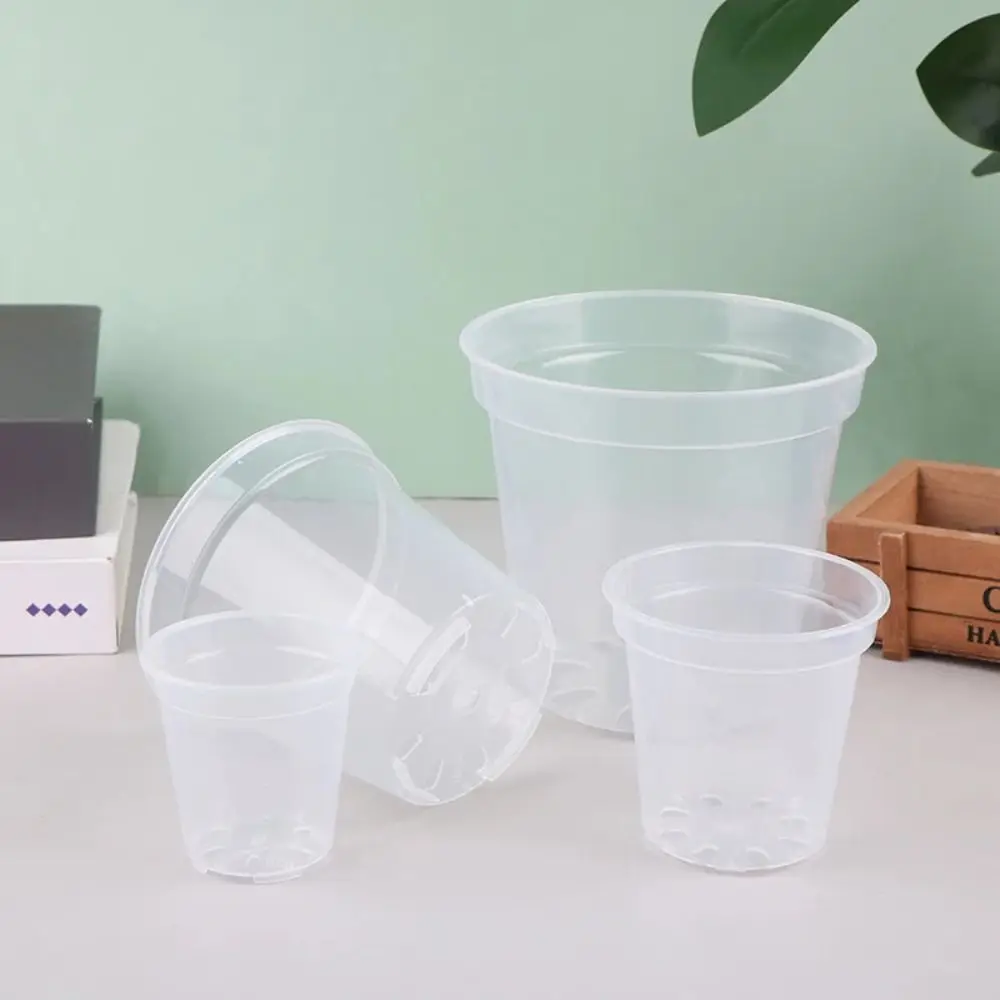 New DIY Planter Pot Plastic Large Capacity Round Starting Pot Anti-Deformation Transparent Orchid Nursery Container Home 1