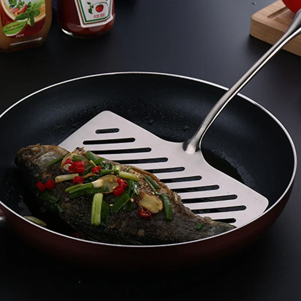 304 Stainless Steel Extra Wide Fish Spatulas Steak Shovel Fish Turner Slotted Beveled Kitchen Cooking Utensils Kitchen tool