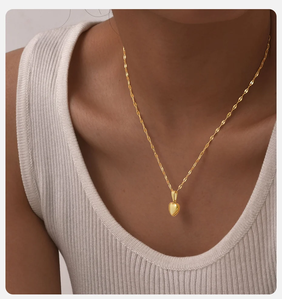 Vnox Süße Romantische Herz Anhänger Halskette Edelstahl Lippen Kette Einstellbare Frauen Halsband Weiblichen Schmuck Mutter Tag Geschenk – Detail 3