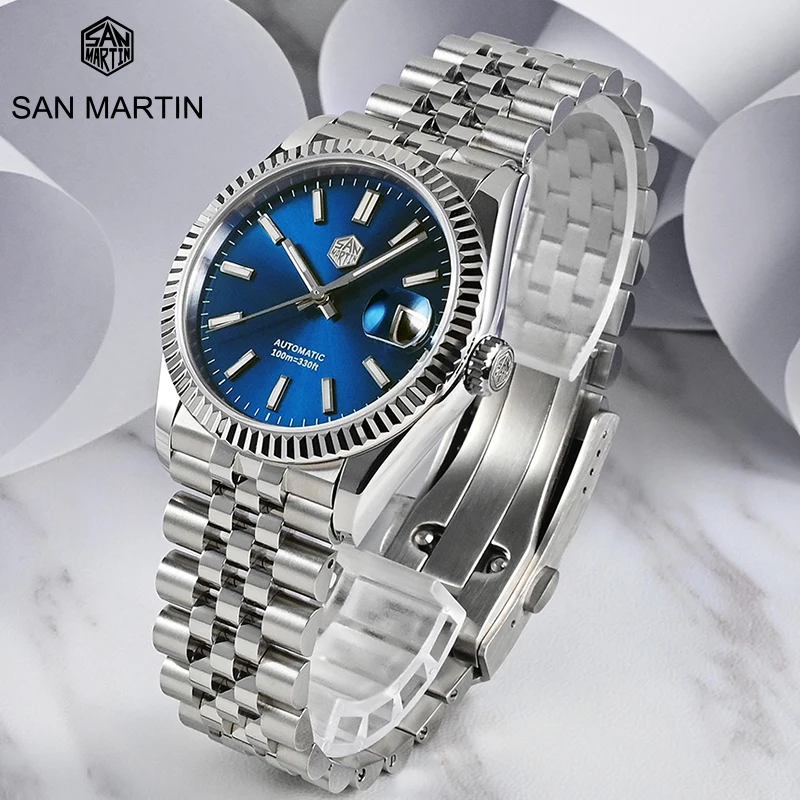 

San Martin Men Diving Watch 36.5mm Luxury BGW-9 Luminous 10Bar Water Resistant Sapphire PT5000 Automatic Mechanical Wristwatch
