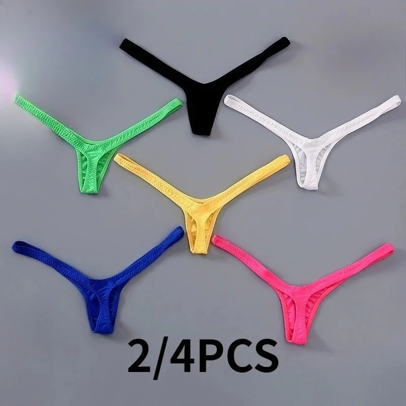 2/4pcs New Deep V Thong Women's Breathable Line Sexy Hot Waist Mini Panties Bikini Bottom Thongs Female Panty Women Underwear 1