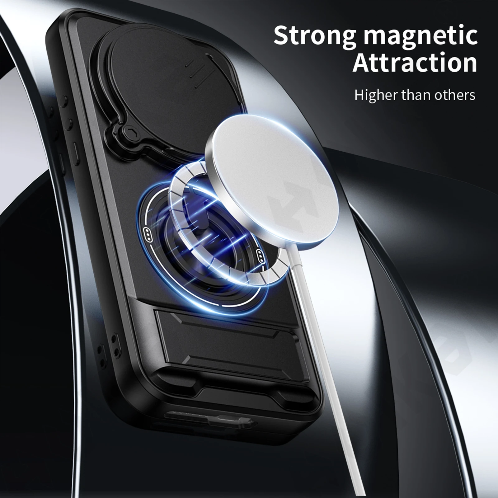 Premium Mirror Cover with Magnetic Car Ring Holder and Kickstand Feature