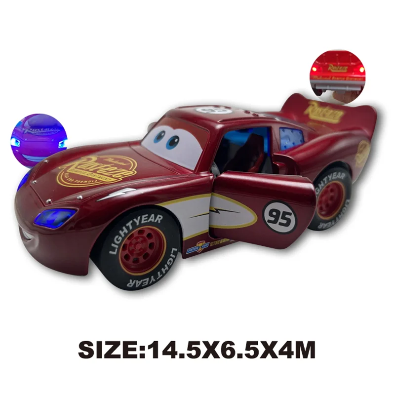 Disney Pixar Cars Lightning Mcqueen Sound and Light Edition Double door pull-back Car 1:32 Diecast Vehicles Alloy Car Toy Gifts 5
