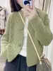 Loose Long Sve round Ne  Color Sweater Jaet ort Open Cardigan Women's Autumn Winter Faion Casual Outerwear