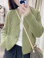 Loose Long Sve round Ne  Color Sweater Jaet ort Open Cardigan Women's Autumn Winter Faion Casual Outerwear