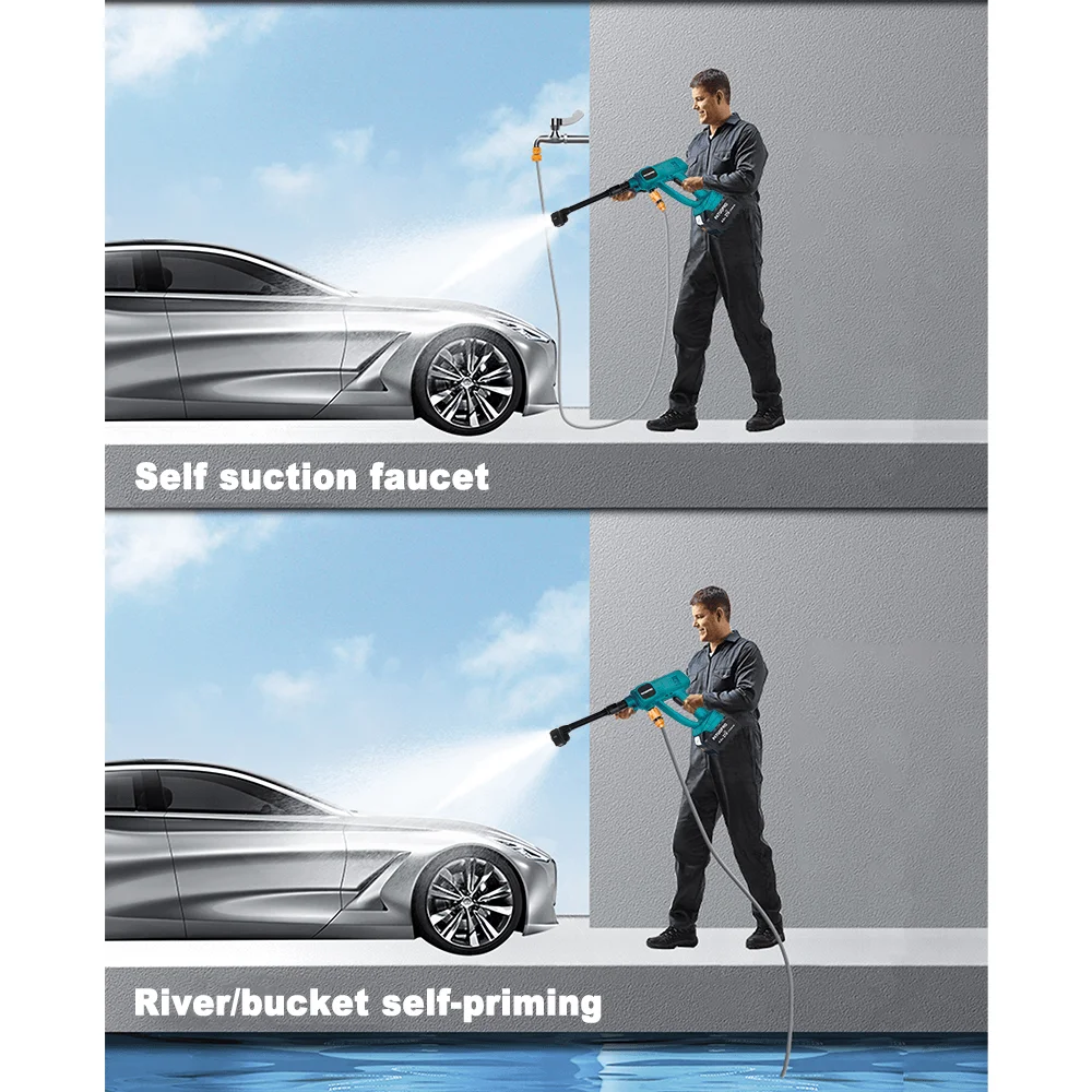 6 In 1 Spray Nozzle Car Wash Gun Cordless High Pressure Car Cleaner Garden Sprayer Water Gun For Makita 18V Battery(No Battery) 5