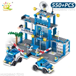 Deluxe City Police Station Building Blocks Set - Creative DIY Bricks and Figures Kit for Kids and Adults - 753 Pieces (BLUE NO BOX)