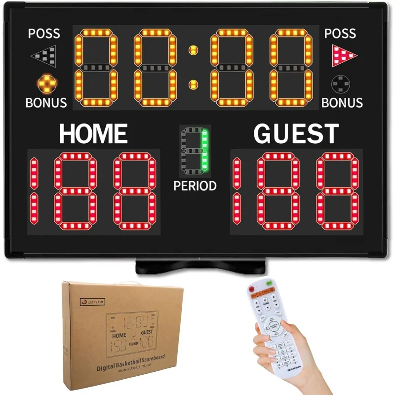 

Electronic Basketball Scoreboard with Buzzer, Digital Scoreboard with Remote,Portable Score Keeper Battery Powered High-Bright S