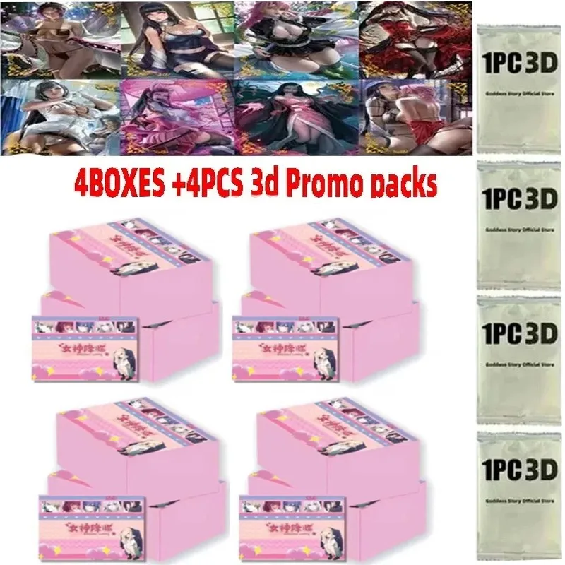 

Wholesale 4boxes Goddess Story Collection Card Beauty Comes +4pc 3d Promo Pack Girl Party Swimsuit Bikini Feast Booster Box