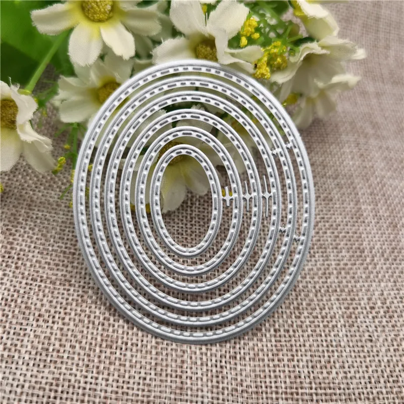 

6 piece set oval graphics hand embossed DIY album scrapbook decoration metal cutting mold