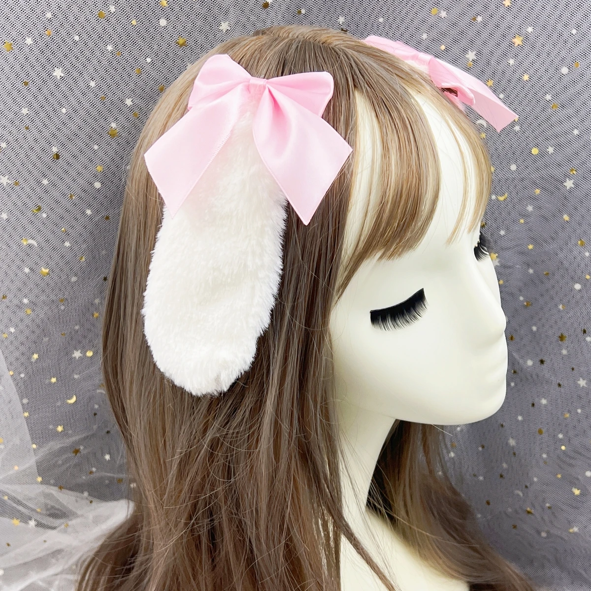 Kaninchen Hase Plüsch Lop Ohren Kawaii Frauen Mädchen Haars pange niedlichen Haarnadel Band Bowknot Lolita Cosplay Haarschmuck – Detail 1