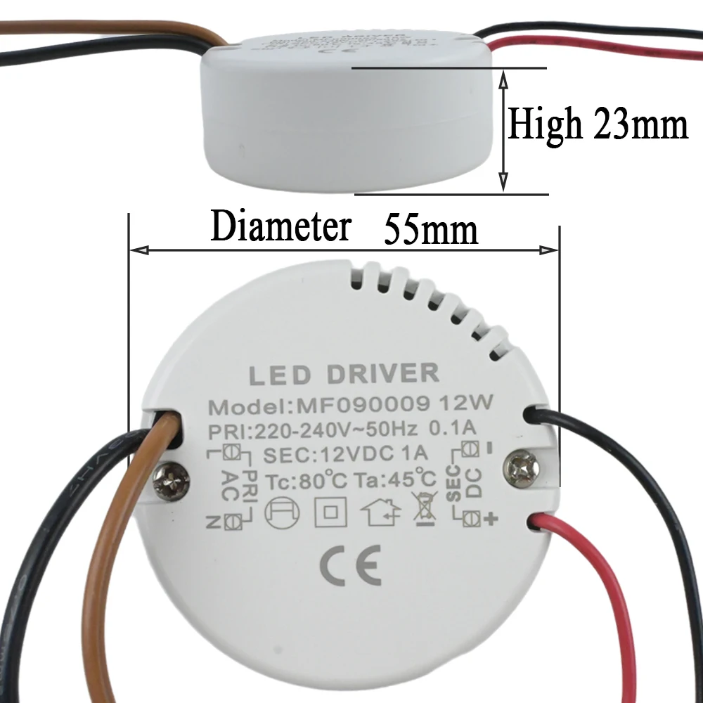 12W 15W 라운드 LED 드라이버 AC 220-240V DC 12V 24V 전원 공급 장치 어댑터 LED 스트립 램프 실내 조명에 대 한 외부 변압기