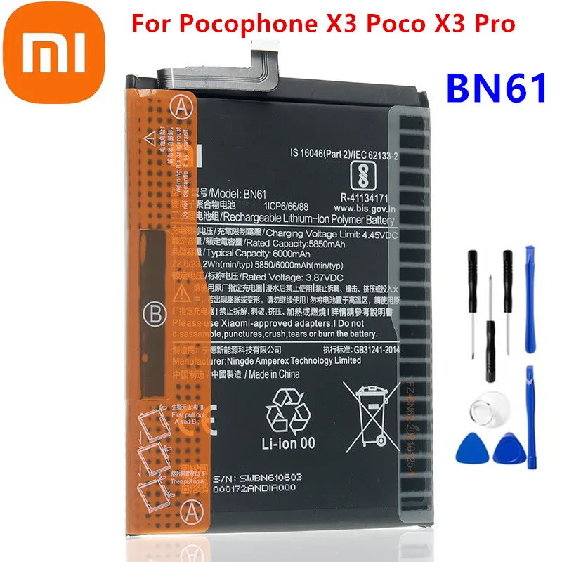 100% Original Xiao mi BN61 6000mAh Phone Battery For Xiaomi Pocophone ...