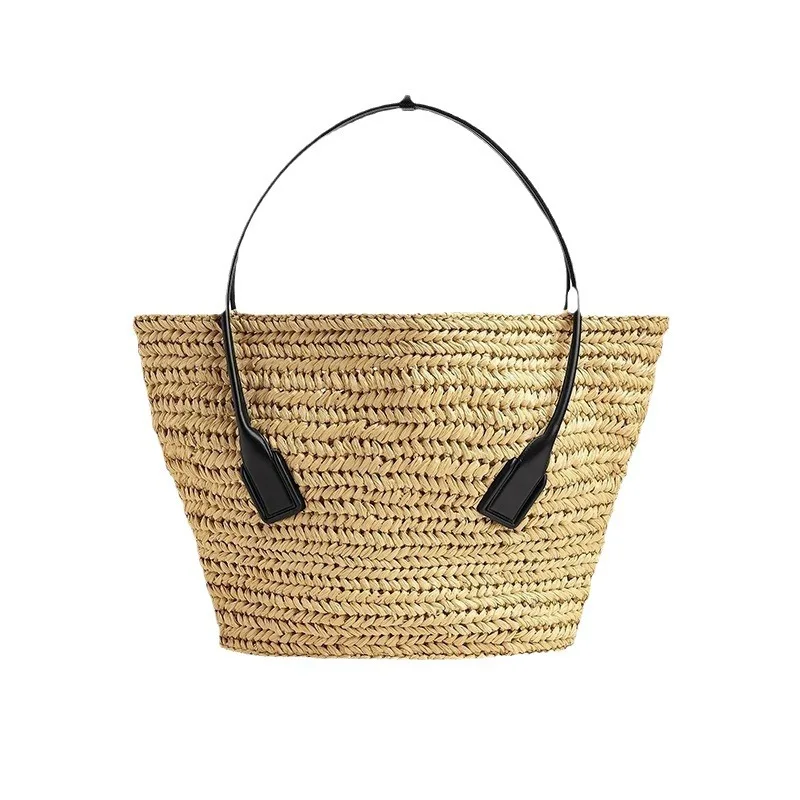 Casual Vacation Large Capacity Woven Straw Tote Bag Women's Spring Summer New Fashion Grass Woven Handbag Versatile Tote Bag