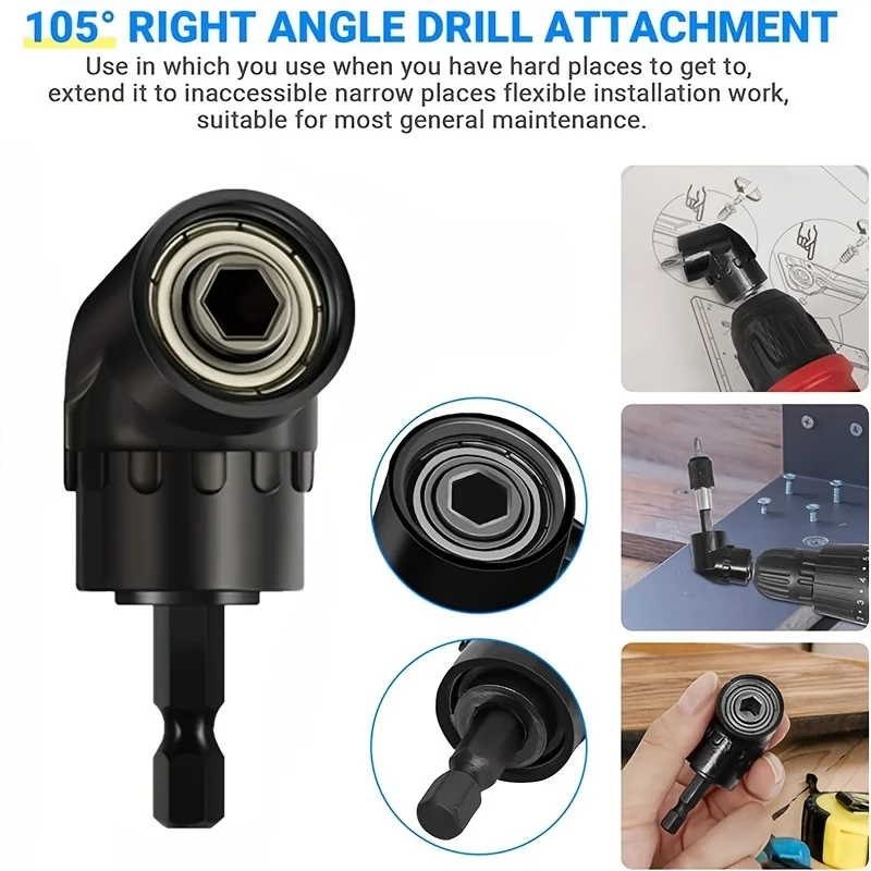 Angle Screwdriver Attachment 1/4-Inch 105 ° Angle Adapter Screwdriver Attachment With Handle For Electric Screwdriver - View #3