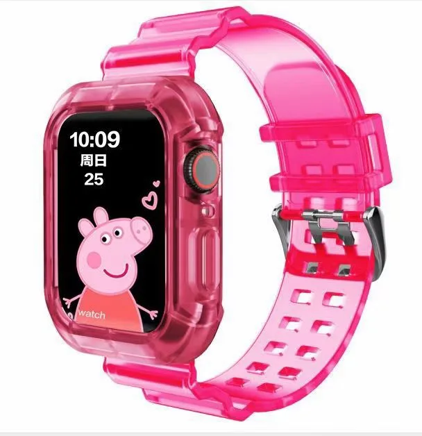 silicone Strap for Apple Watch Band 45MM 41 42 mm 40 44 38mm Transparent Correa Sport loop wrist for Iwatch Series 7 6 se 5 4 3 pink