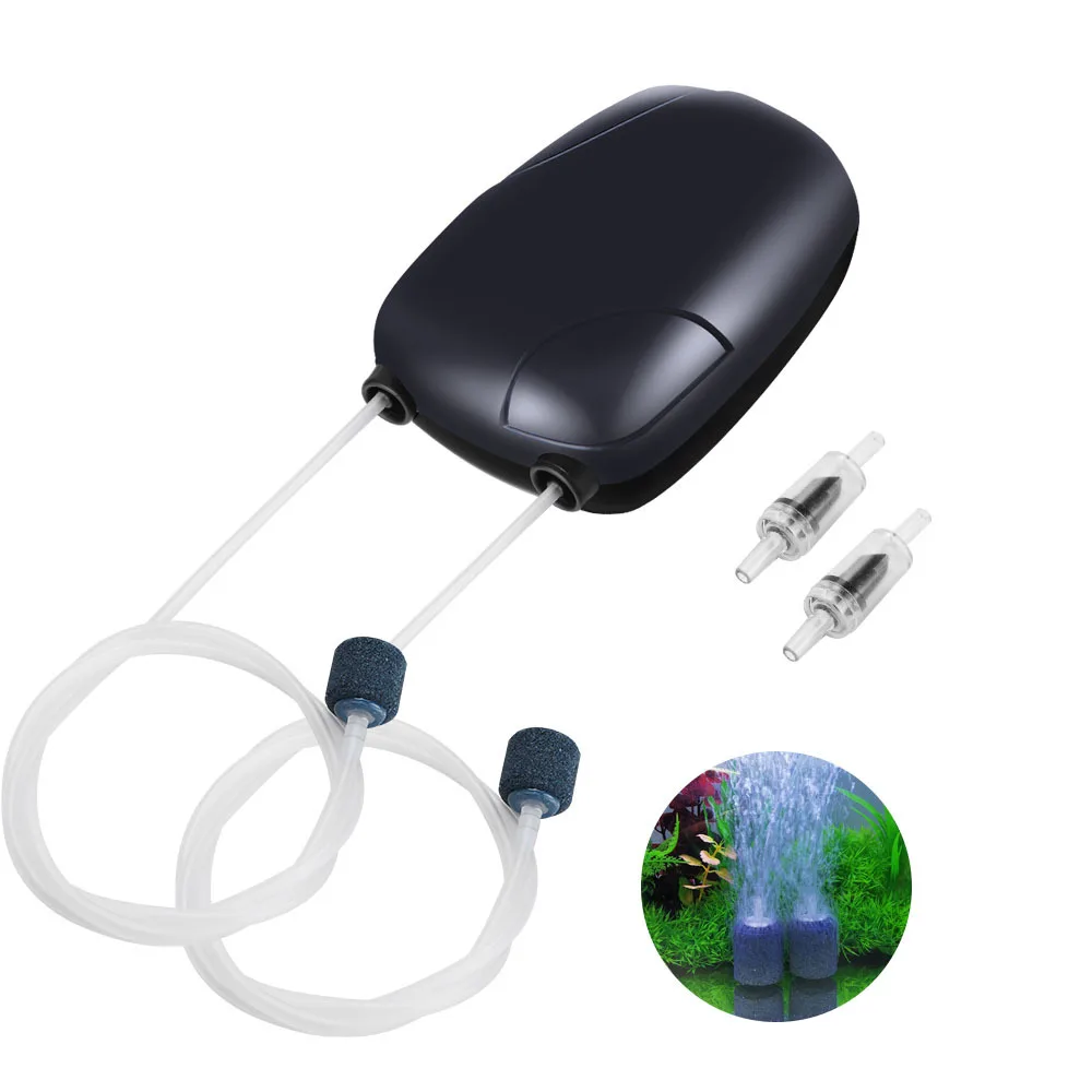 Mini Air Pump for Aquarium Fish Tank Single Double Hole Silent Fish Oxygen with Sufficient Gas Volume