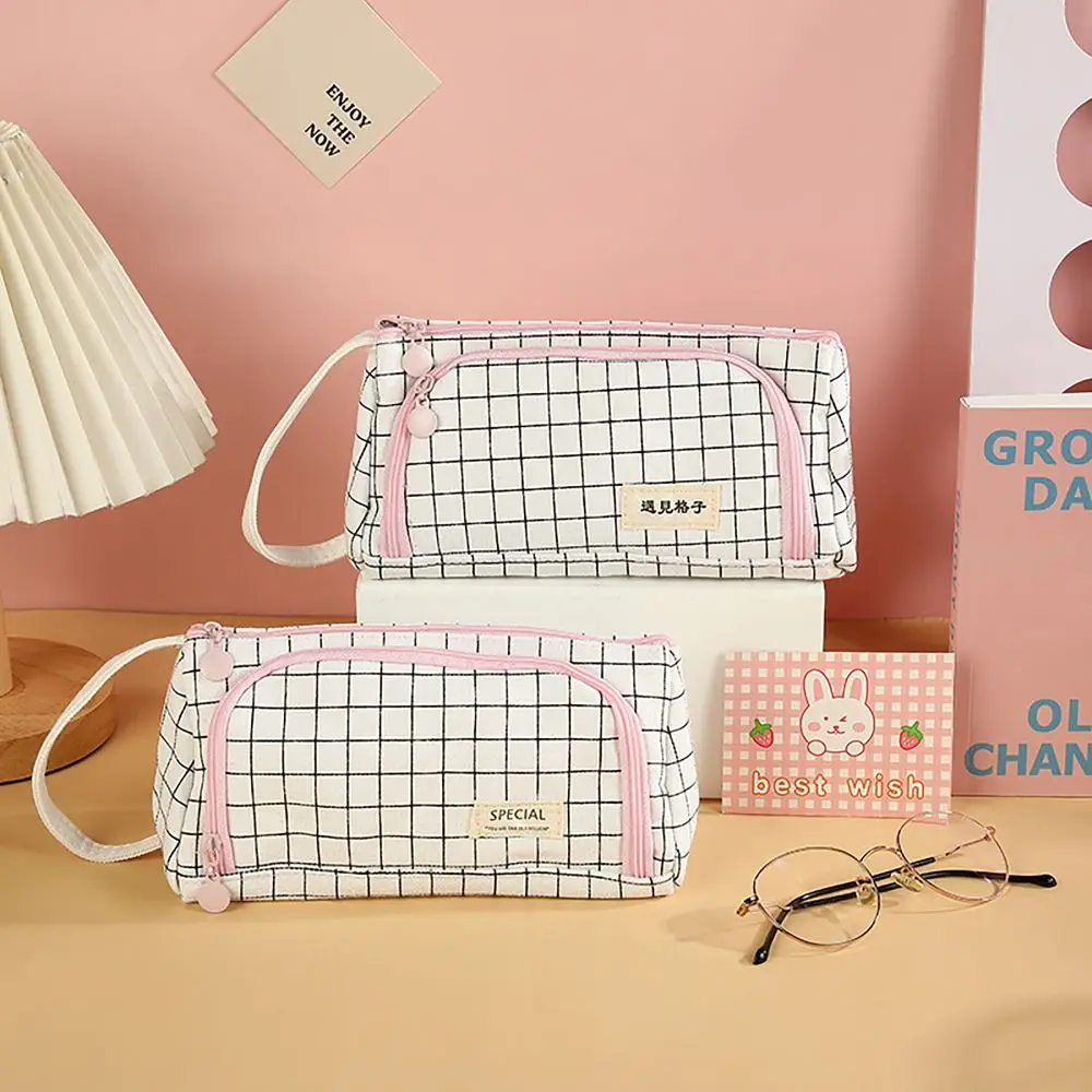 

Холщовый карандаш с ручкой, большая емкость, сумка для хранения канцелярских принадлежностей, многофункциональная Сетчатая Сумка для ручек, студенческий подарок