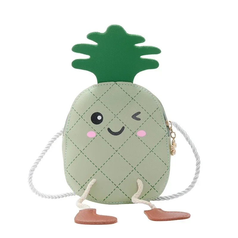 PU Leather Cartoon Shoulder Wallet Mini Children Pineapple Bag Crossbody Bags Cute Accessories Kids Coin Purse Zipper Small Bag