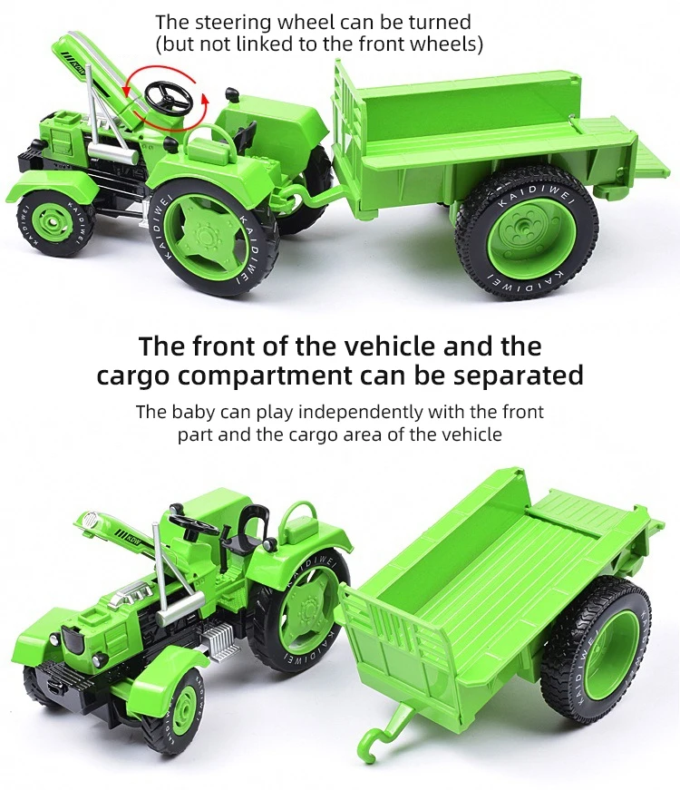 Kdw Truck Model 1/18 Farmer Trailer Vintage Agricultural Tractor Alloy Farmming Car Model Toy Collection Toys For Boys Adult