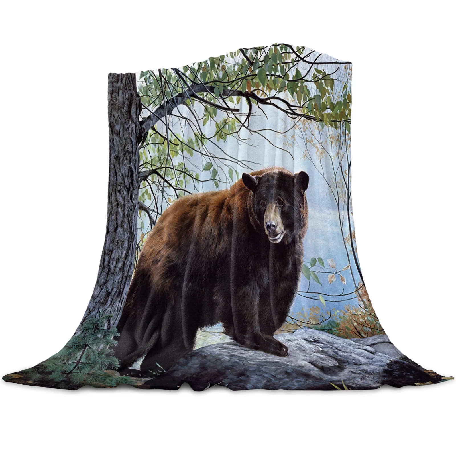 

Story Book and Bear on Ladder to Sky Nap Super Soft Cozy Throw Blanket Warm Bedspread Travel Sofa Cover Flannel Blankets