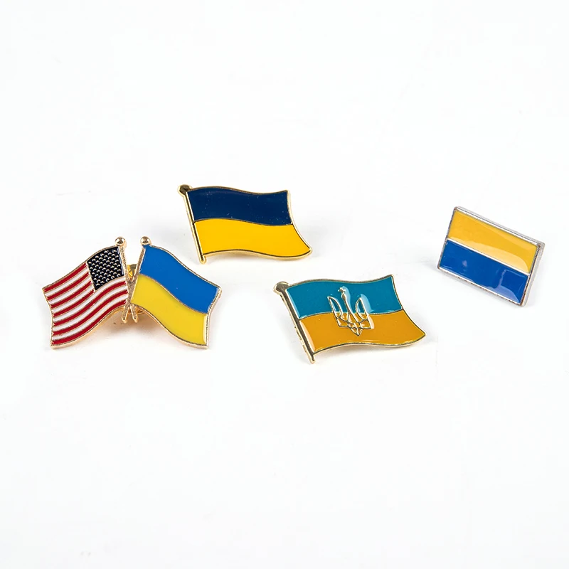 Flag Lapel Pin U.S.A & Ukraine Brooch Friendship Badge 1Pc