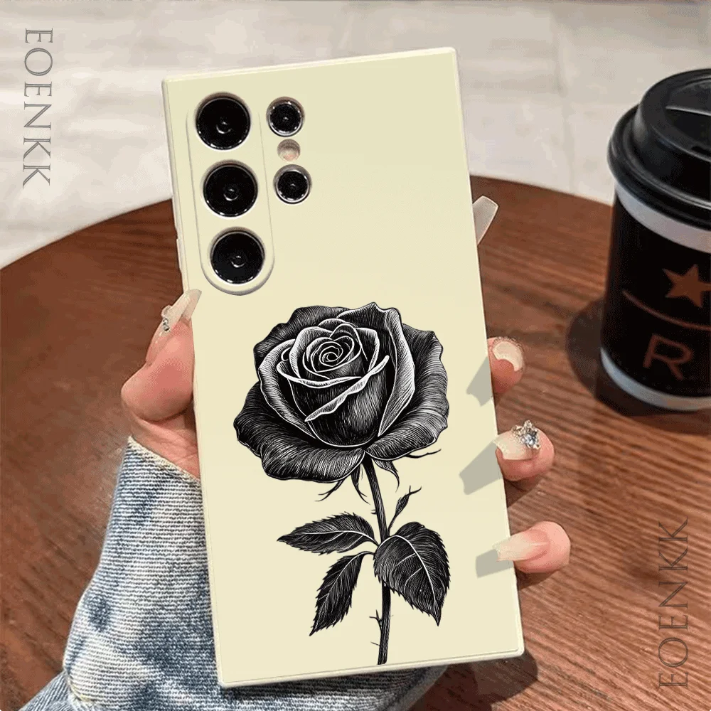 Elegant Rose Sketch Soft Phone Case - Fashion Gift Cover