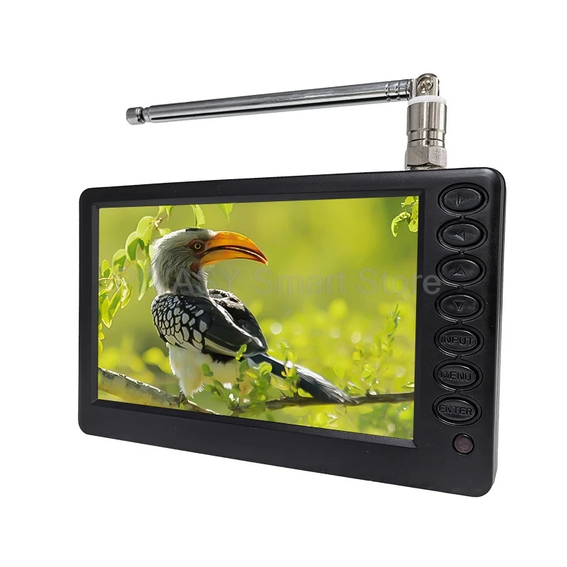 5 Inch Portable Car Mini TV Monitor Screen Movable Small Digital Television Inbuilt Battery Music House Outdoor Wireless Mobile