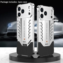Sleek Aluminum Alloy Heat Dissipation Metal Phone Case in Sports Car Design for iPhone 17 Pro (Silver)