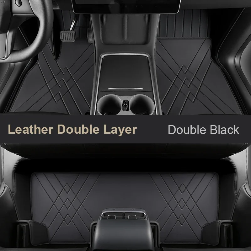 For Tesla Model 3 Fit Car Accessories Floor Mat Interior ECO Material Genuine Leather for Front and Rear Seat