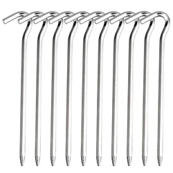 10-Pack Lightweight Aluminum Tent Stakes with Hooks for Outdoor Camping and Awnings (Rhombus 10pcs)