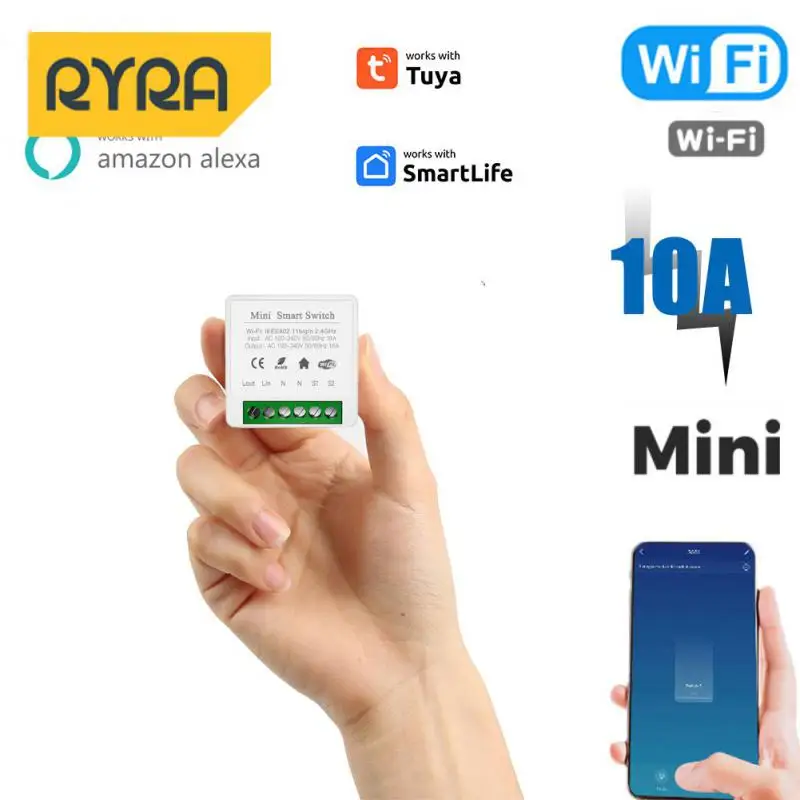 

Беспроводной Выключатель, мини-таймер с Wi-Fi, 10 А, пульт дистанционного управления, совместим с модулем выключателя Alexa Home
