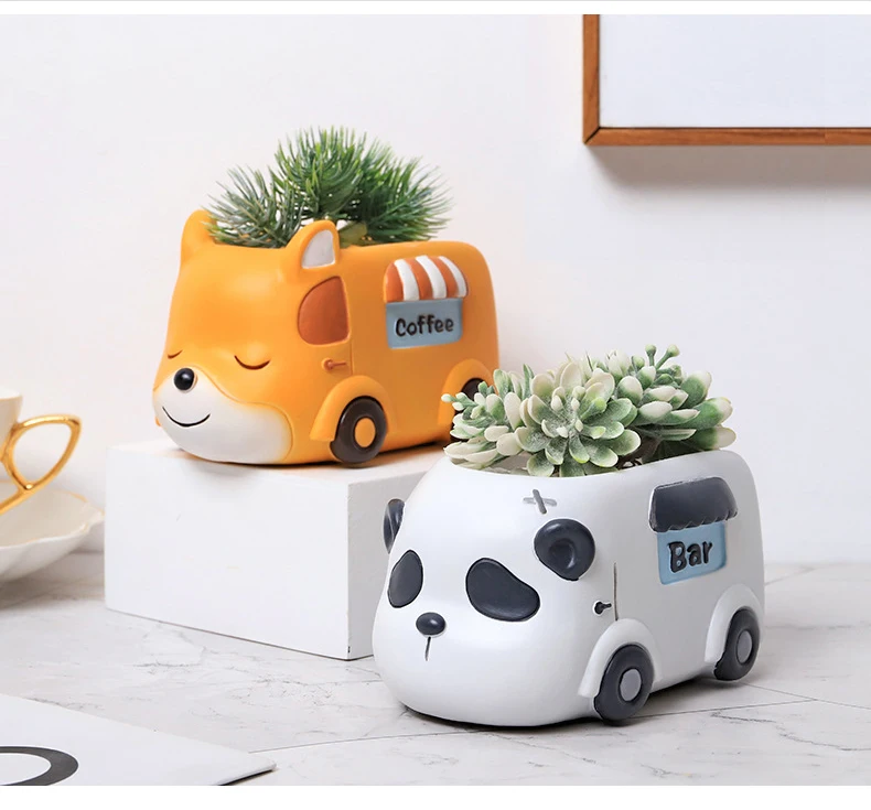 Description Picture 4 of itemFood Truck Series - Resin Planter for Succulents Cactus Air Plants, Cute Animal Flower Pots Figurines for Home Table Decor Gift